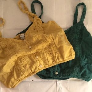 American Eagle Cropped Embroidered Tank Tops (Bundle of 2)